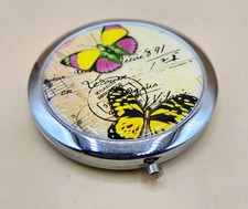 Compact Pocket Mirror - Travel  Butterflies - Yellow, Pink, Green BRAND NEW