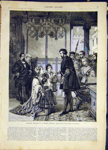 Original Old Antique Print Emperor Ferdinand Philippa Welseren French 1868 19th