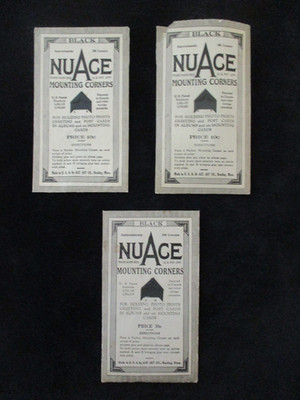 Three Packages Vtg NuAce Black Mounting Corners for Photo Prints in Albums (G)