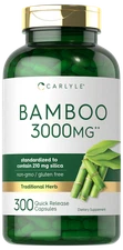 Bamboo Extract Capsules | 3000mg | 300 Count | 210mg Silica | by Carlyle