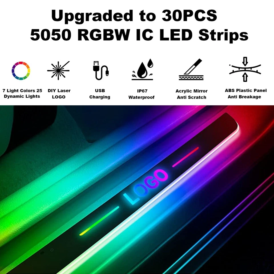 Customized Dynamic LED Car Door Sill Light USB Rechargeable Magnetic Pedal Light - Image 4 of 4