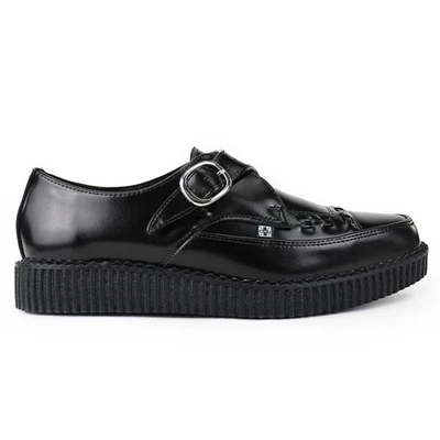 TUK Chaussures En Cuir Noir Pour Hommes Et Femmes Avec Boucle À Monks Pointue - Photo 1/4