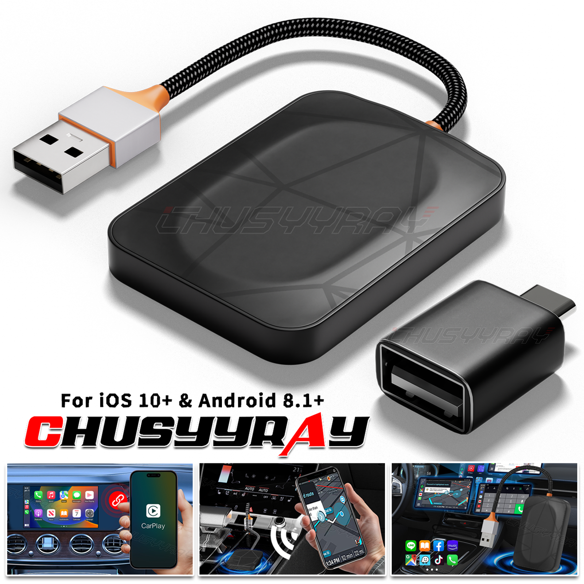Draadloze Carplay Adapter Voor iPhone, CarPlay Dongle zet bedrade