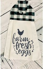 Hanging Kitchen Dish Towel with Snap Closure  EGGS Handmade