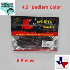 Big Bite Baits 4.5" Bedlam w/ Fortified Bite Juice 6pcs Bass Flipping Soft Plast