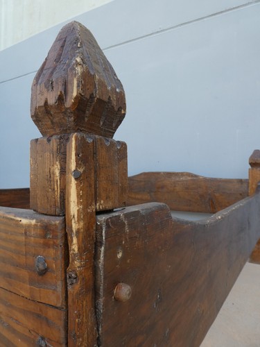 Letto matrimoniale rustico in legno massello, primi '900! - Foto 5 di 12