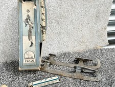 COPPIA DI PATTINI DA GHIACCIO EDOARDIANI VINTAGE HUDOR FAGAN