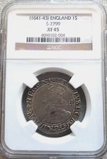 1641-1643 SILVER GREAT BRITAIN SHILLING KING CHARLES I NGC EXTREMELY FINE 45