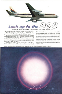 1959 Print Ad Douglas Look up to the DC-8 World's Most Modern Jetliner Sun Halo