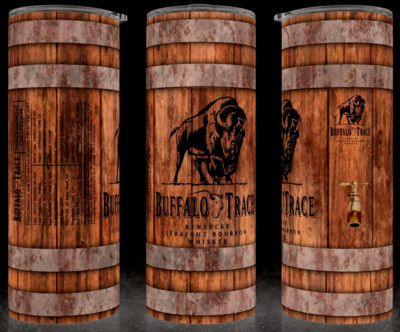 Buffalo Trace Bourbon Whiskey Wood Barrel Cup Mug Tumbler 20oz