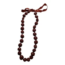 31" Dark Cherry Plastic Heart Beaded Necklace Valentine Love Red Valentines