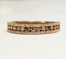 1.5Ct Chocolate Lab Created Wedding Anniversary Band Ring 18K Rose Gold Plated
