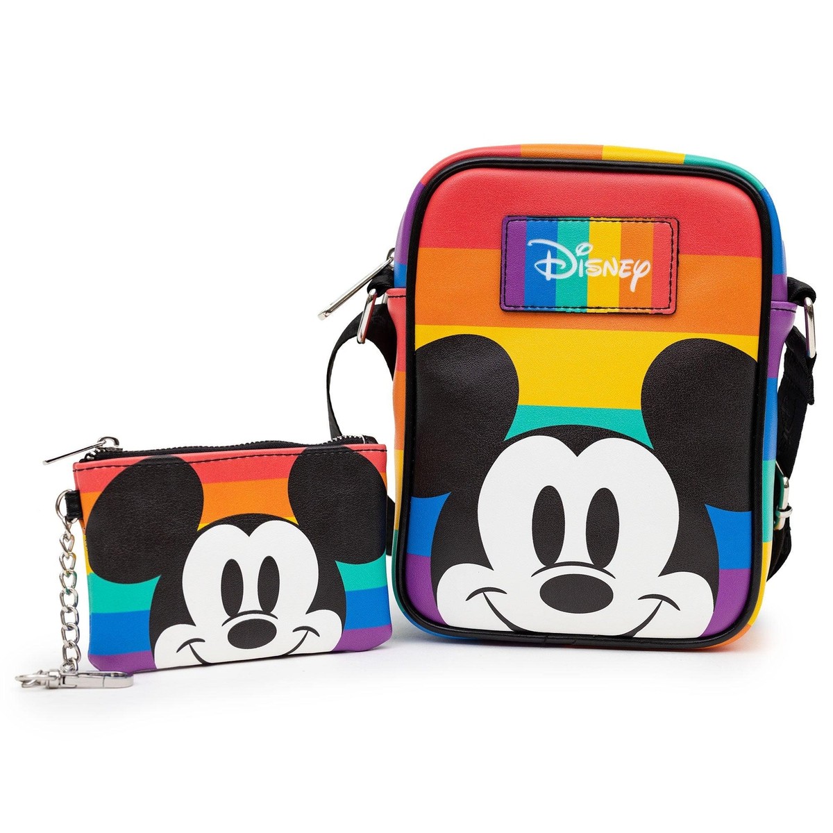 Disney Mickey Mouse Rainbow Vegan Leather Zip Purse Crossbody Tote