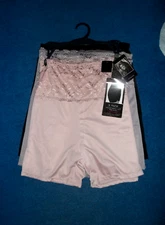 3 KATHY IRELAND BOY LEG SHAPER Short with LACE BLACK GRAY BLUSH Size XLarge NWT
