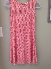 summer short dress, Matty M, polyester/spandex, Small, sleeveless, red/white
