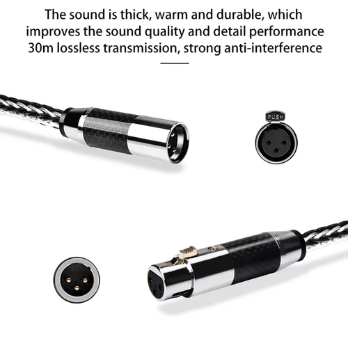 Pair Hi-end 7N OCC XLR Balanced Audio Cable Carbon Fiber Connectors Signal Wires - Picture 5 of 13