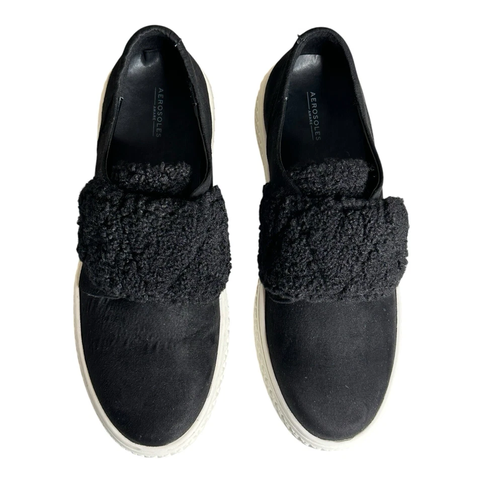 Acogedora Zapatilla Deportiva Aerosoles Ebbie Negra Sin Cordones Plataforma Gamuza Talla 8M Perfecta Foto 2 de 4