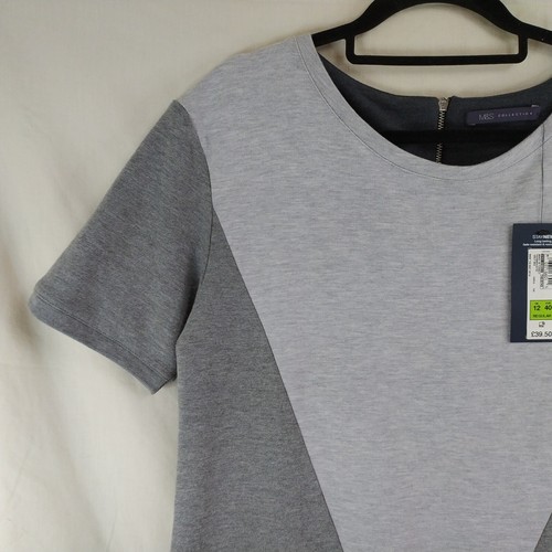 Vestido gris manga corta talla 12 Reino Unido con dos bolsillos colección M&S nuevo con etiquetas - Imagen 5 de 18