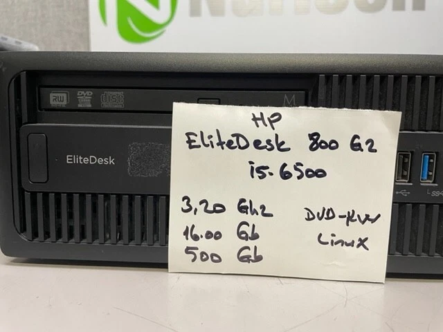 HP Elitedesk 800 G2 SFF Core i5-6500 3.2GHz 16GB/500GB HDD DVD/RW LINUX PC - Image 2 of 4