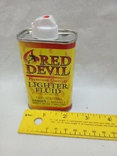 Vintage Red Devil Lighter Fluid Handy Oil Oiler Metal Can Advertising  Full 