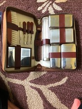 VTG TRAVEL GROOMING KIT YORKSHIRE LEATHER CASE 12 PIECES MADE IN AUSTRIA