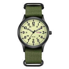 Men Sport Quartz Date Nylon Strap Army Military Wrist Watch Luminous Luxury Week