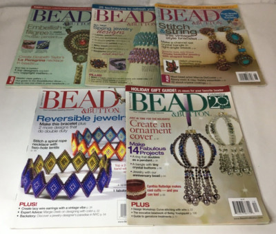 Lot of 5 Bead & Button Magazine Year 2013 Issues Jewelry Craft Beading Resource