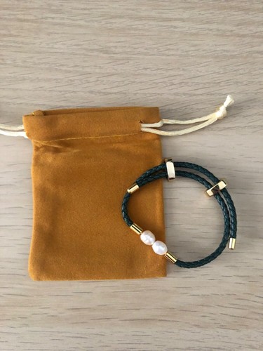 Leather rope bracelet adjust up to 22cm with Pearl Gift Uk Seller - Picture 2 of 17