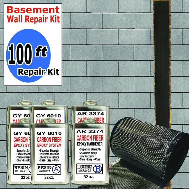 100 FT CARBON FIBER BASEMENT WALL REPAIR KIT ( Carbon Fiber & Epoxy