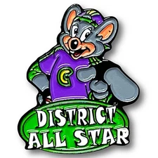 🌟RARE "District All Star" Chuck E Cheese District Manager Employee Pin🌟