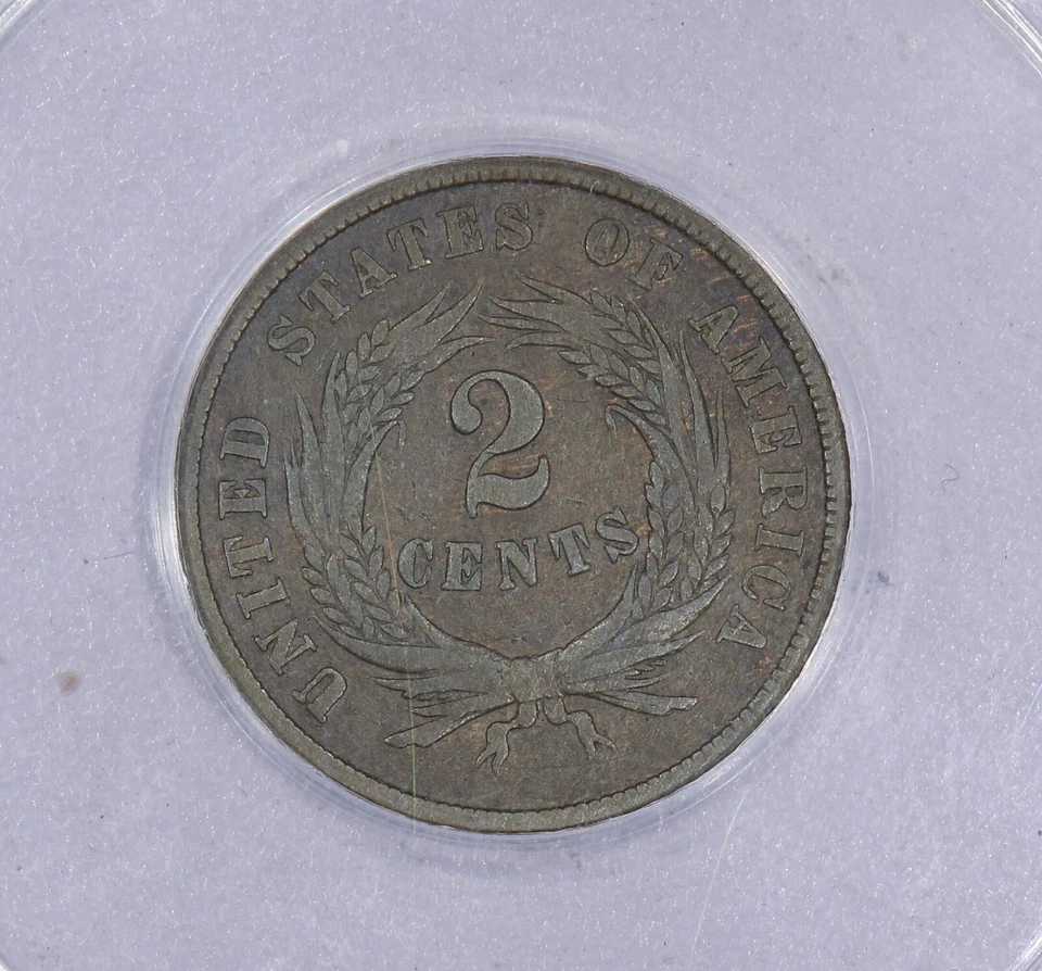1864 Two Cent Piece 2c ANACS F12 - Large Motto - Image 4 of 4