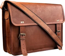 Large Leather Messenger Bag Men 10X13" Laptop Shoulder Vintage Crossbody Satchel