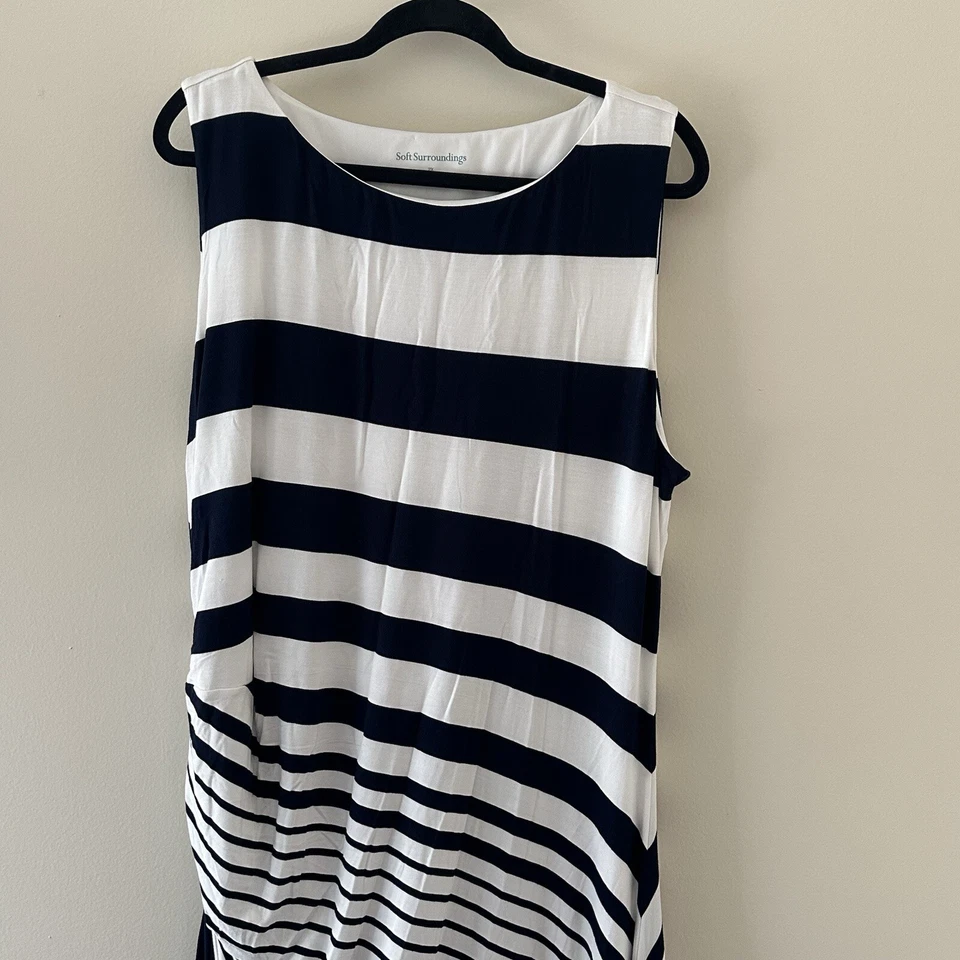 Soft Surroundings Blue White Striped Vela Infinity Maxi Dress Stretch Size 2X - Image 2 of 4