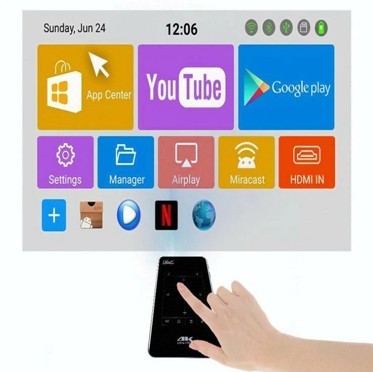 Smart DLP Micro Projector 4K Android 6.0 1080P HDMI WiFi USB LED Home Theater  - Image 2 of 4