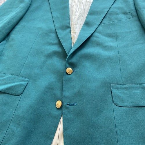 Vintage CRICKETEER Men's 42R Wool Blazer Sport Coat Scottish Coat of Arms Teal G - Picture 5 of 24