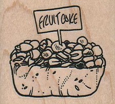 FruitCake 2 x 1 3/4" Rubber Stamp, Food and Drink Stamp, Fruit Cake Stamp