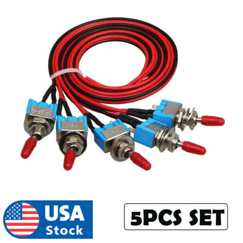 5PCS SET SPST Mini Toggle Switch Switch Cables On / Off Metal Small Automotive Car Truck - Imagen 1 de 6