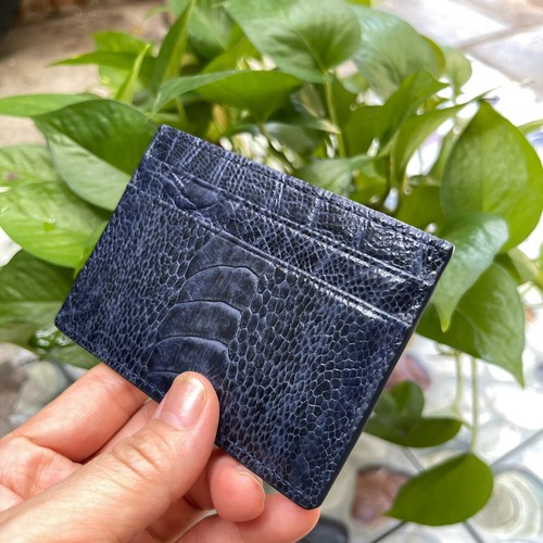 Blue GENUINE OSTRICH LEATHER SKIN CREDIT CARD HOLDER/ WALLET CARD HOLDER FOR MEN - Picture 4 of 12