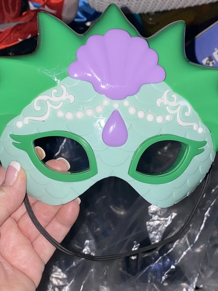 Mermaid Green Light Up Mask Halloween Costume Or Play Dress Up Girls Plastic 7” - Image 4 of 4