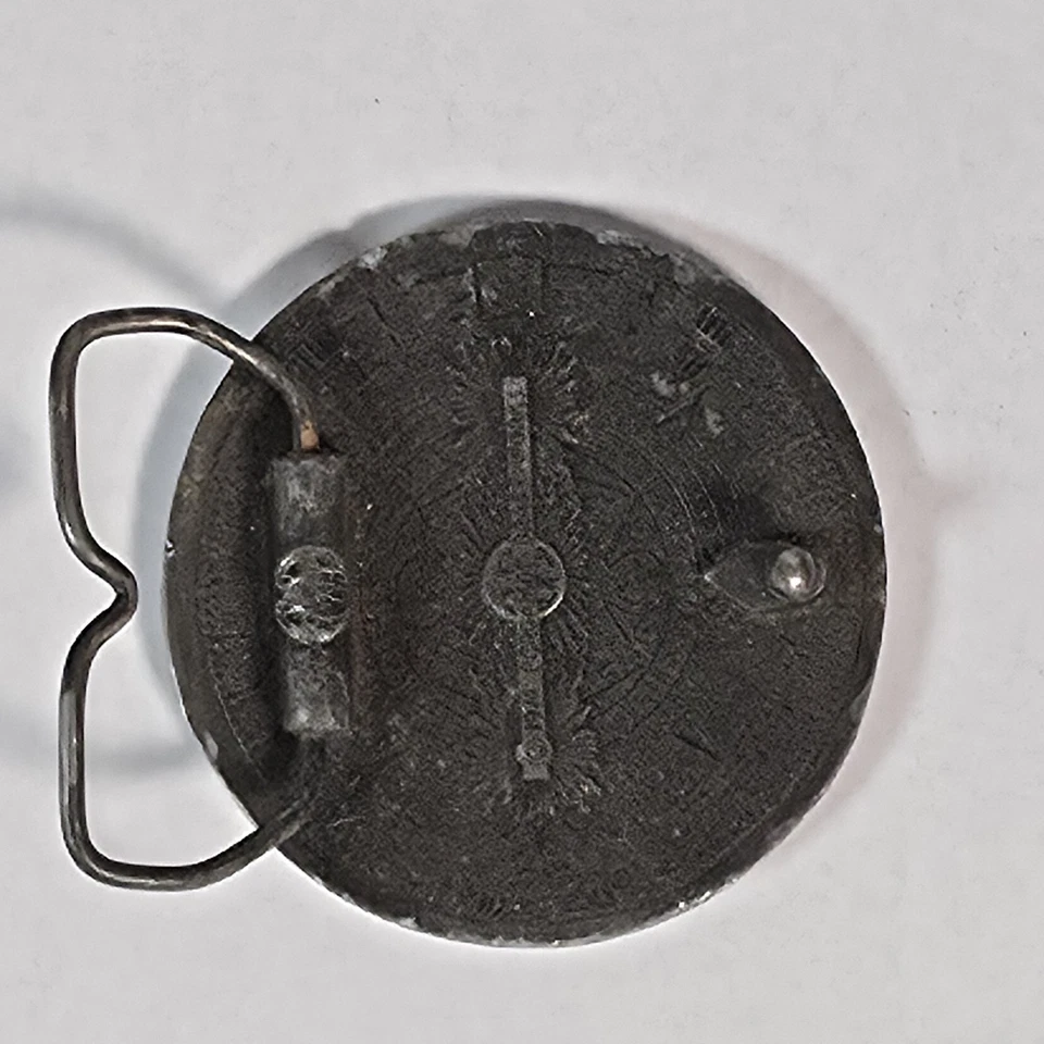 Calendario maya azteca vintage 1974 hebilla de cinturón por bergamota latón funciona esfera solar Foto 2 de 2