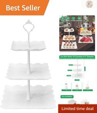 Charming Tiered Serving Stand - 3-Tier Plastic Cupcake Holder for Special Events