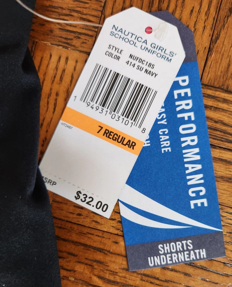 NAUTICA UNIFORM SKORT,海军蓝拉起,弹性腰背,纽扣,女孩 7 码 — 第 4/4 张图片