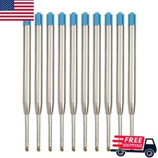 10 BLUE Metal Ballpoint Pen Ink Refills Medium Point Parker Style