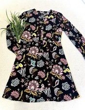 LOFT Long Sleeve Paisley Floral Shift Dress - 8P