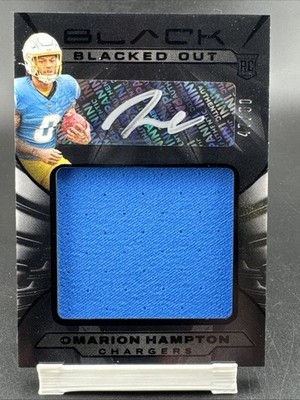 2025 Panini Black - Blacked Out Omarion Hampton #BJA-OHN 47/50 (AU, MEM, RC)