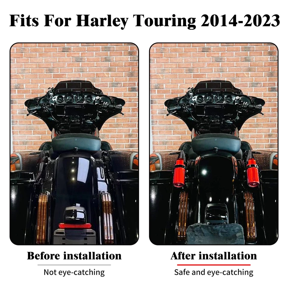 Red Remote Reservoir Rear Suspension Shocks For Harley Road King Glide 2014-2025 - Image 3 of 4