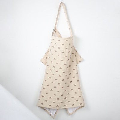 Muslin Nursing Cover Breastfeeding Boho Rainbow Stroller Cotton Sandy Beige