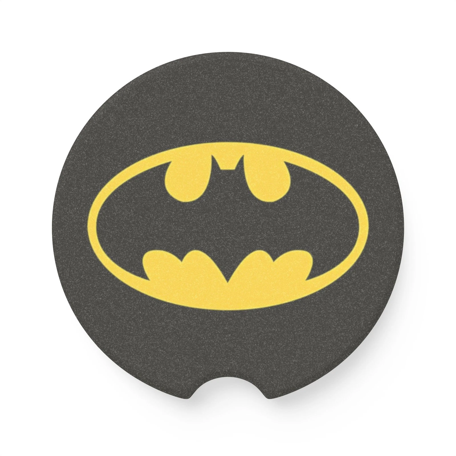 Batman Yellow Logo Soapstone Car Coaster – DC Comics Cup Holder Insert for Car
