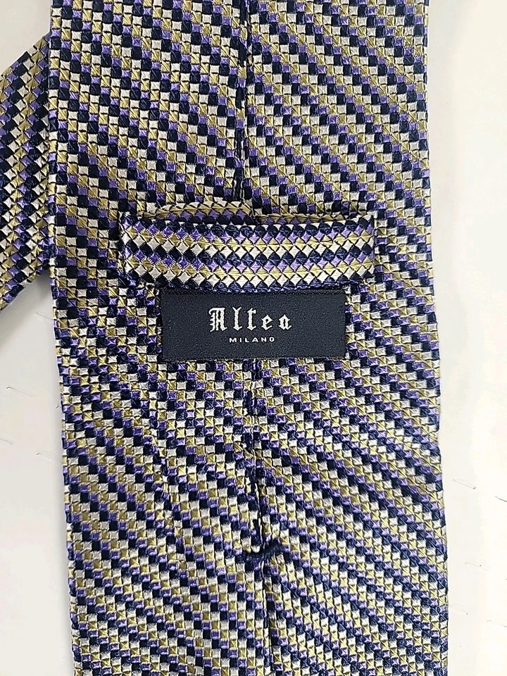 Corbata de seda para hombre ALTEA MILANO 58" X 3,75" ITALIA diseñador rayas multicolor Foto 2 de 4