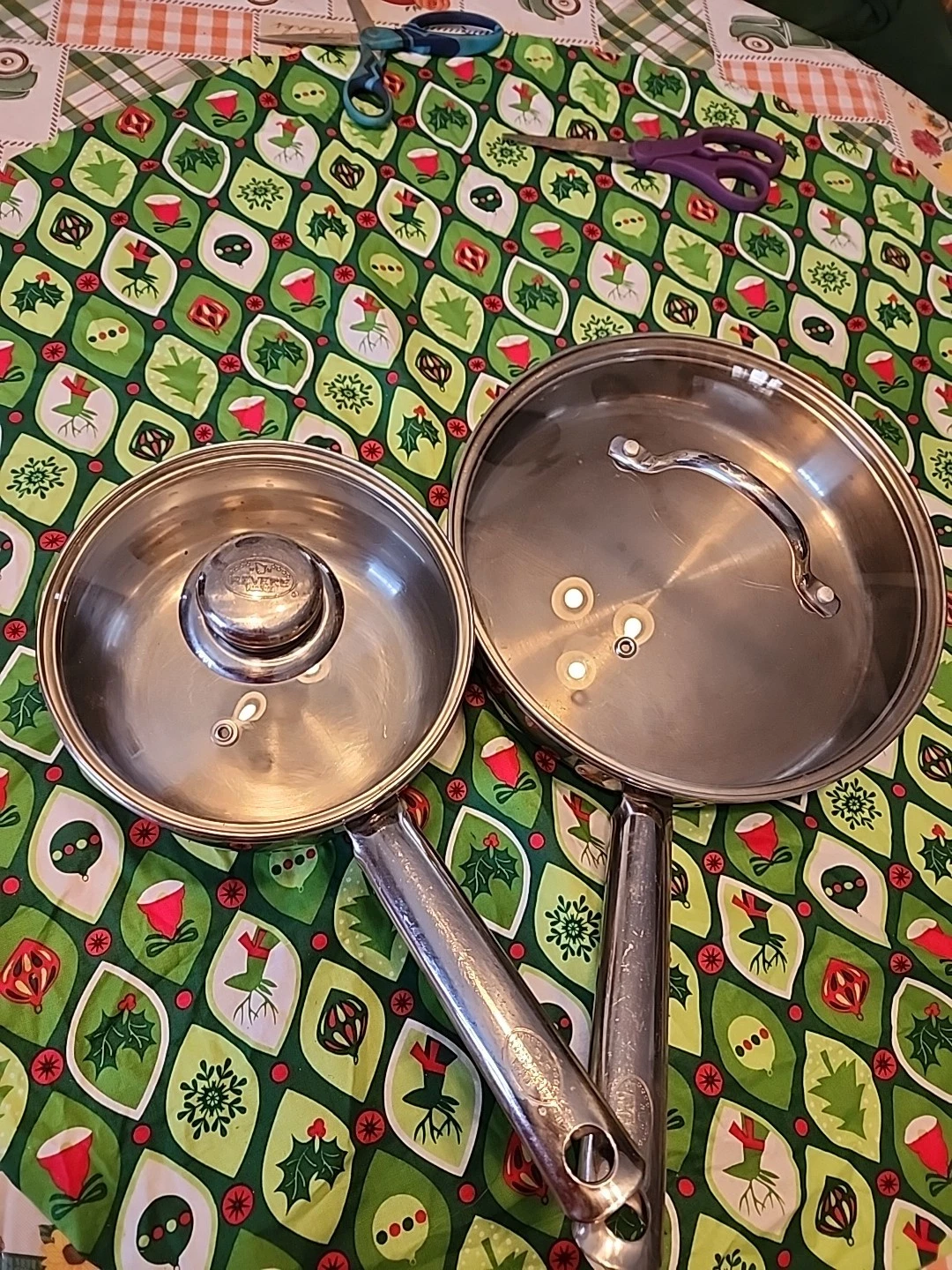 Rever Ware 1.5 Quart & 10" Fry Pan Copper Bottom With Lids